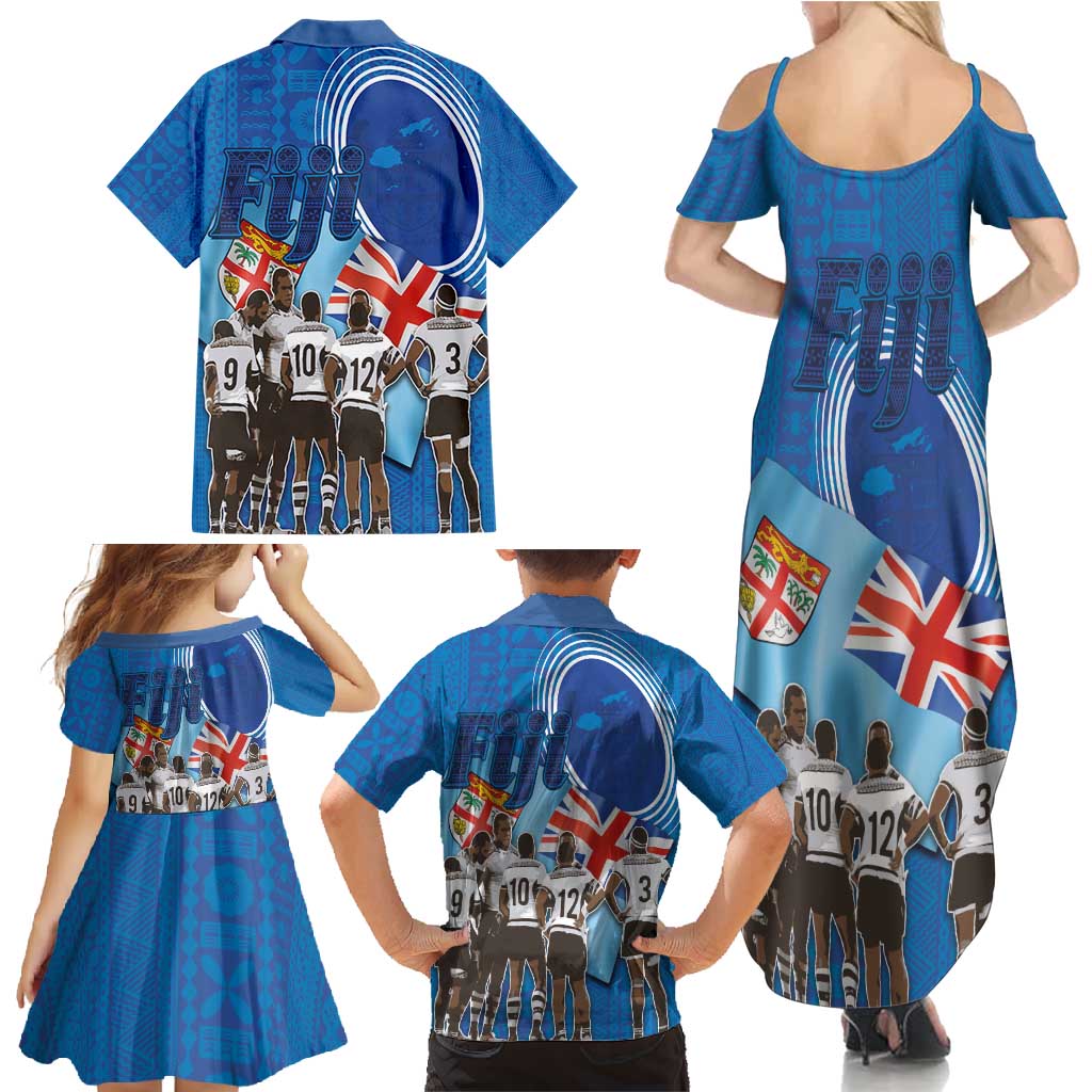 Fiji Rugby Sevens Family Matching Summer Maxi Dress and Hawaiian Shirt Commemorate Gold Medal - Rio de Janeiro 2016 LT03 - Polynesian Pride