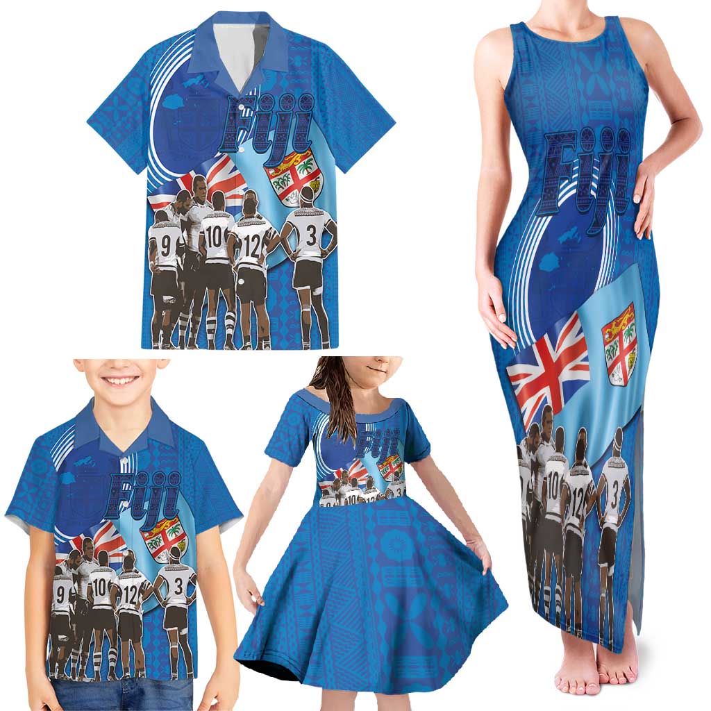 Fiji Rugby Sevens Family Matching Tank Maxi Dress and Hawaiian Shirt Commemorate Gold Medal - Rio de Janeiro 2016 LT03 - Polynesian Pride