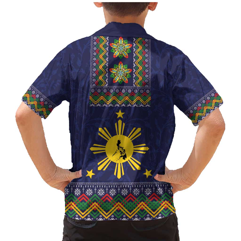 Philippines Merry Christmas Family Matching Mermaid Dress and Hawaiian Shirt Maligayang Pasko with Parol and Xmas Pattern Barong Style LT03 - Polynesian Pride