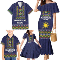 Philippines Merry Christmas Family Matching Mermaid Dress and Hawaiian Shirt Maligayang Pasko with Parol and Xmas Pattern Barong Style LT03 - Polynesian Pride