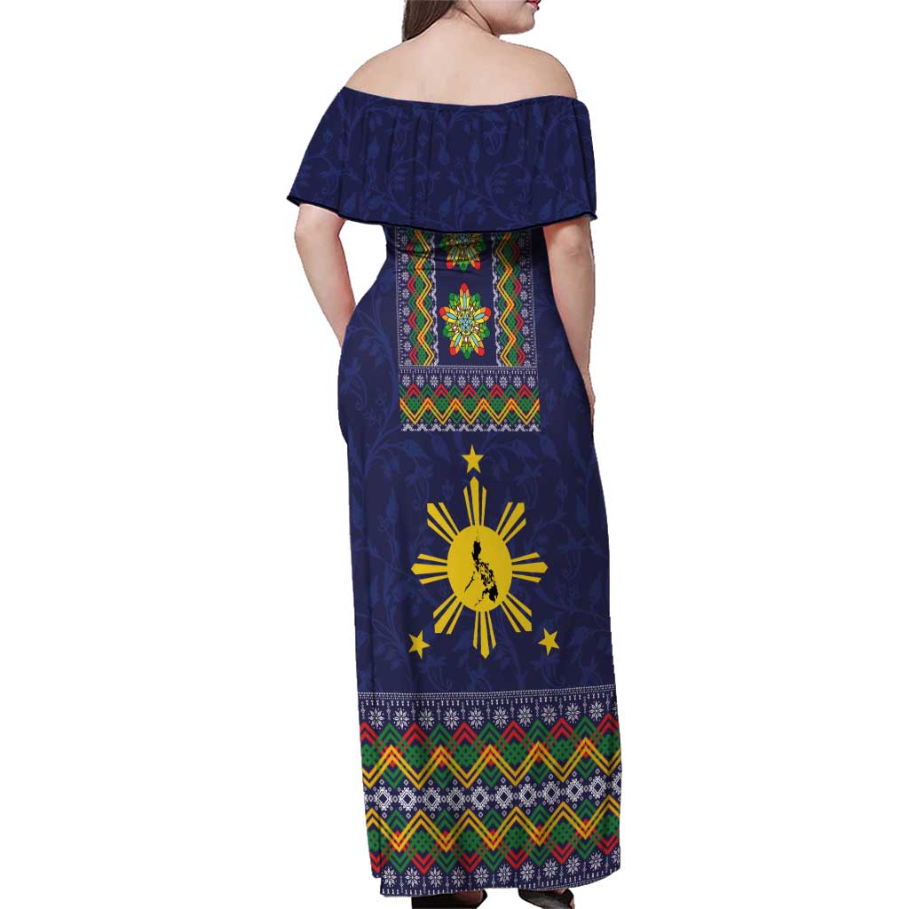 Philippines Merry Christmas Family Matching Off Shoulder Maxi Dress and Hawaiian Shirt Maligayang Pasko with Parol and Xmas Pattern Barong Style LT03 - Polynesian Pride