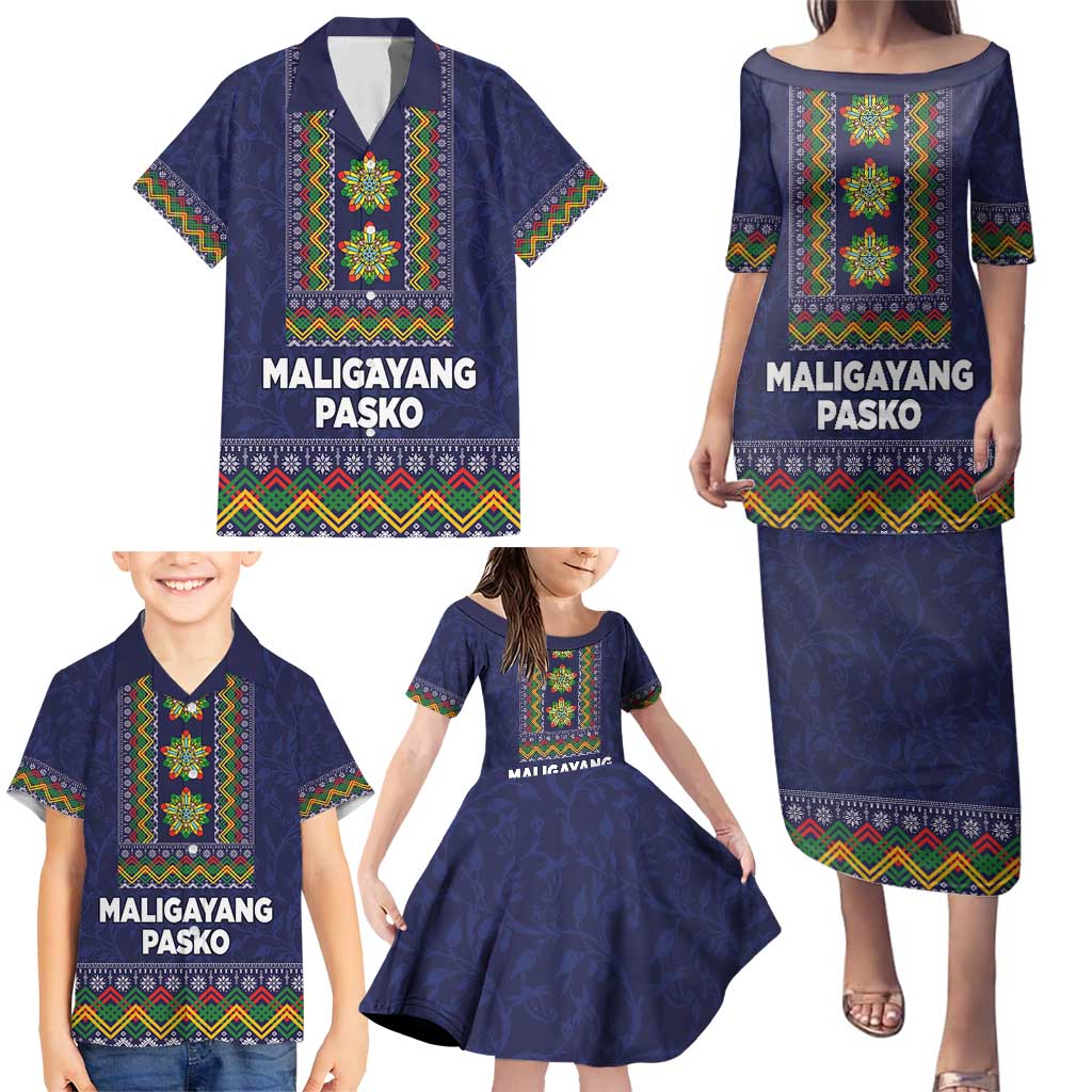 Philippines Merry Christmas Family Matching Puletasi and Hawaiian Shirt Maligayang Pasko with Parol and Xmas Pattern Barong Style LT03 - Polynesian Pride