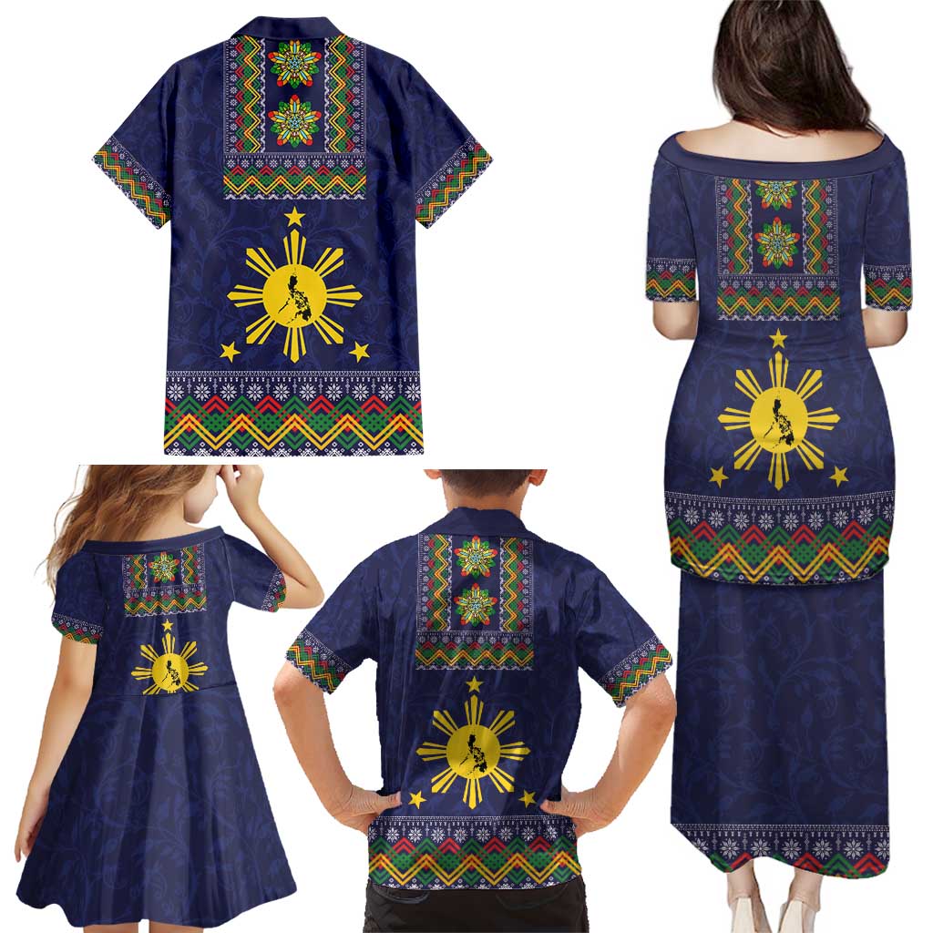 Philippines Merry Christmas Family Matching Puletasi and Hawaiian Shirt Maligayang Pasko with Parol and Xmas Pattern Barong Style LT03 - Polynesian Pride