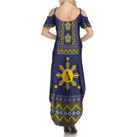 Philippines Merry Christmas Family Matching Summer Maxi Dress and Hawaiian Shirt Maligayang Pasko with Parol and Xmas Pattern Barong Style LT03 - Polynesian Pride