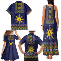 Philippines Merry Christmas Family Matching Tank Maxi Dress and Hawaiian Shirt Maligayang Pasko with Parol and Xmas Pattern Barong Style LT03 - Polynesian Pride