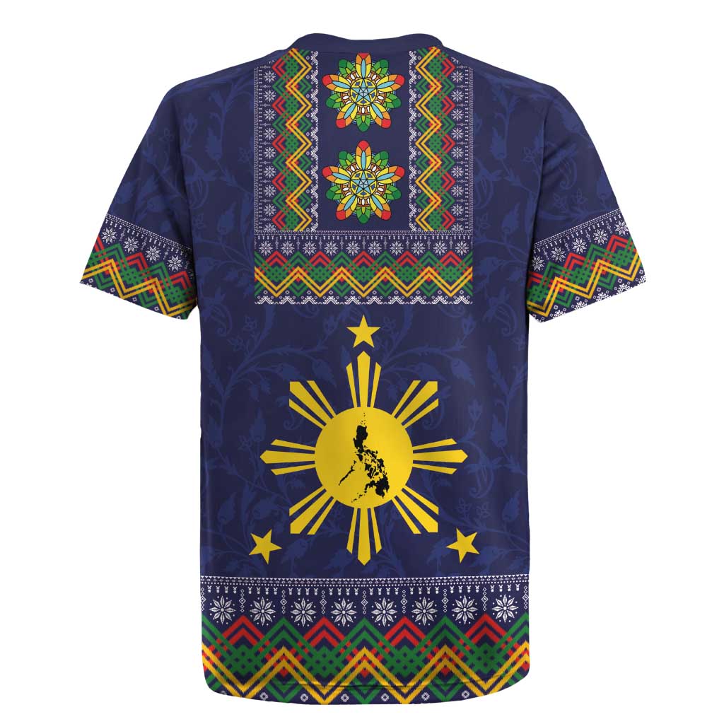 Philippines Merry Christmas Rugby Jersey Maligayang Pasko with Parol and Xmas Pattern Barong Style LT03 - Polynesian Pride