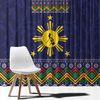Philippines Merry Christmas Window Curtain Maligayang Pasko with Parol and Xmas Pattern Barong Style