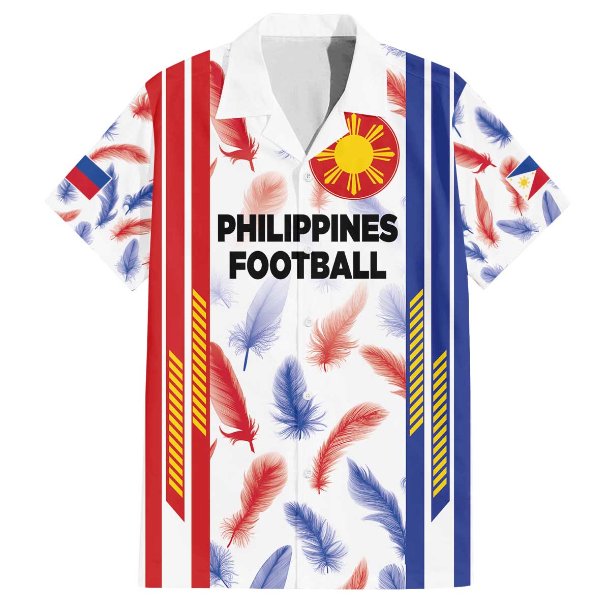 Custom Philippines Champions Football Jersey Family Matching Off The Shoulder Long Sleeve Dress and Hawaiian Shirt LT03 Dad's Shirt - Short Sleeve White - Polynesian Pride