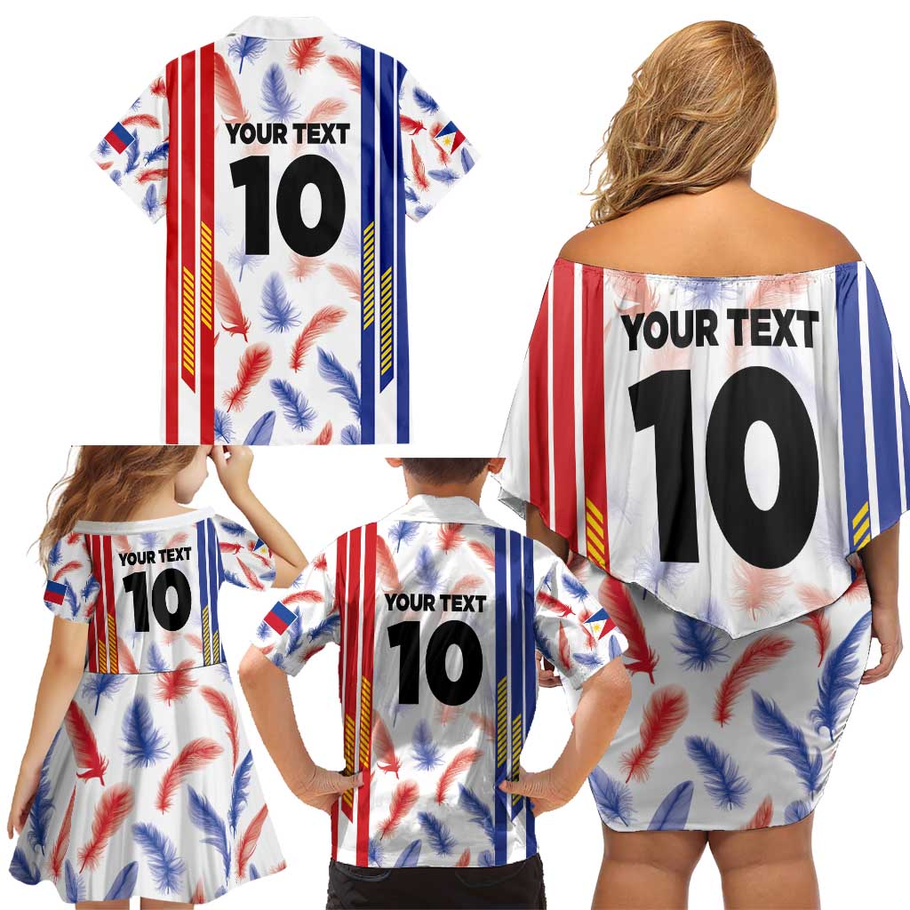 Custom Philippines Champions Football Jersey Family Matching Off Shoulder Short Dress and Hawaiian Shirt LT03 - Polynesian Pride