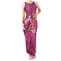 Hawaiian Turtle Love Couple Family Matching Tank Maxi Dress and Hawaiian Shirt - Sweet Hibiscus and Kakau Pattern Rose Color LT03 Mom's Dress Pink - Polynesian Pride