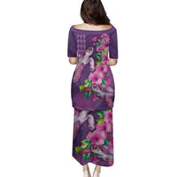 Hawaiian Turtle Love Couple Family Matching Puletasi and Hawaiian Shirt - Sweet Hibiscus and Kakau Pattern Deep Purple Color LT03 - Polynesian Pride
