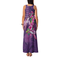 Hawaiian Turtle Love Couple Family Matching Tank Maxi Dress and Hawaiian Shirt - Sweet Hibiscus and Kakau Pattern Deep Purple Color LT03 - Polynesian Pride