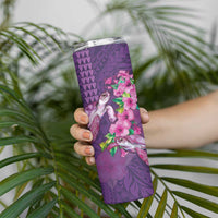 Hawaiian Turtle Love Couple Skinny Tumbler Sweet Hibiscus and Kakau Pattern Deep Purple Color LT03 - Polynesian Pride