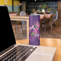 Hawaiian Turtle Love Couple Skinny Tumbler Sweet Hibiscus and Kakau Pattern Deep Purple Color LT03 - Polynesian Pride