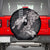 Hawaiian Turtle Love Couple Spare Tire Cover - Sweet Hibiscus and Kakau Pattern Grayscale Color