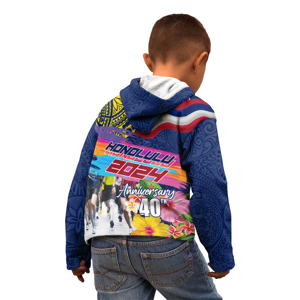 Hawaii Great Aloha Run 40th Anniversary Kid Hoodie Hibiscus and Kakau Pattern LT03 - Polynesian Pride