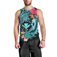 Hawaii Men Tank Top Whale Mix Hibiscus and Kanaka Maoli LT03 - Polynesian Pride