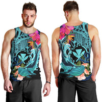 Hawaii Men Tank Top Whale Mix Hibiscus and Kanaka Maoli LT03 - Polynesian Pride