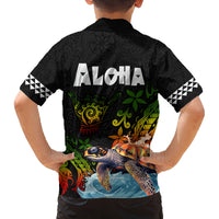 Hawaii Lei Day Family Matching Off The Shoulder Long Sleeve Dress and Hawaiian Shirt Hibiscus Wreath and Polynesian Pattern