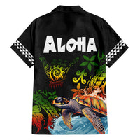 Hawaii Lei Day Family Matching Off The Shoulder Long Sleeve Dress and Hawaiian Shirt Hibiscus Wreath and Polynesian Pattern