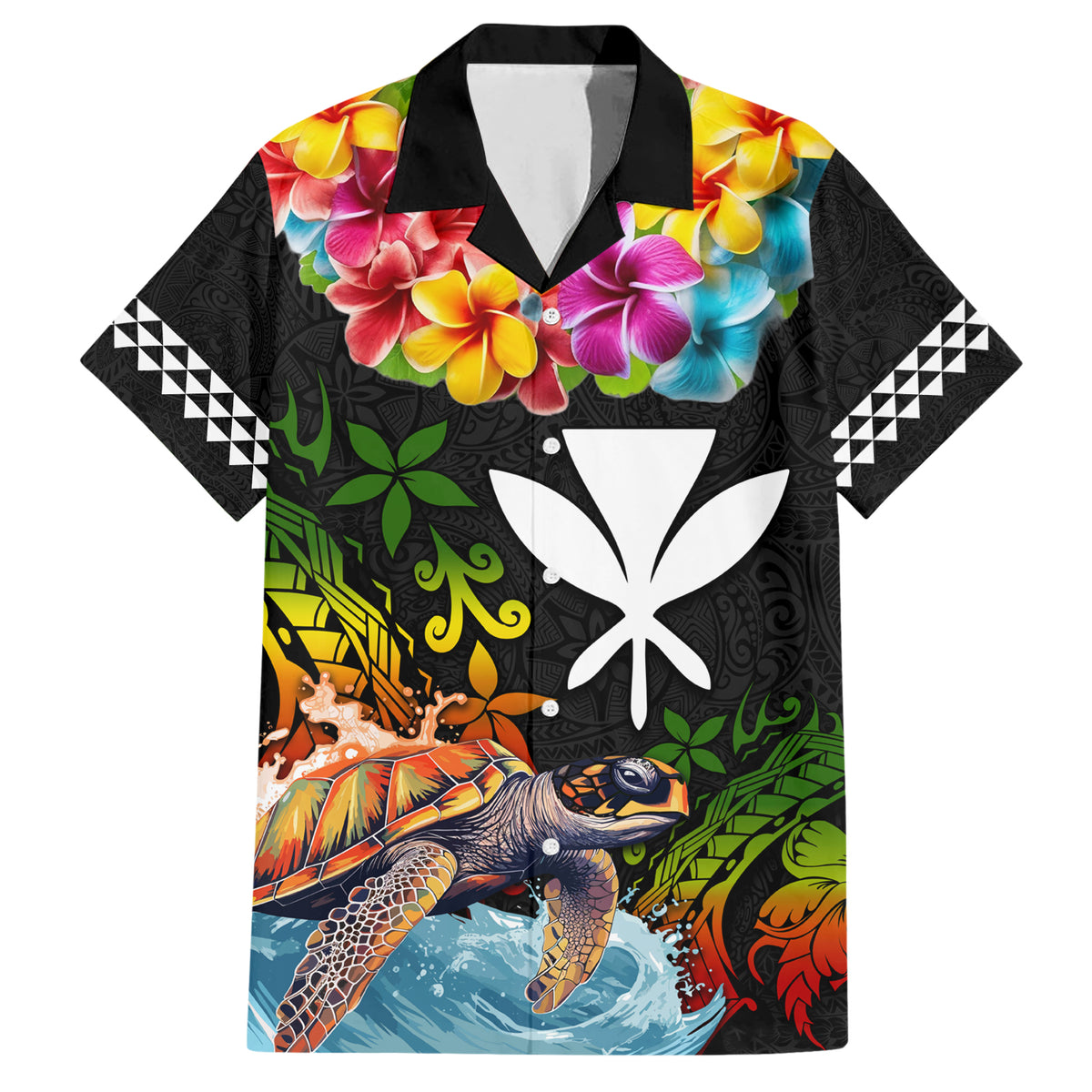 Hawaii Lei Day Family Matching Short Sleeve Bodycon Dress and Hawaiian Shirt Hibiscus Wreath and Polynesian Pattern