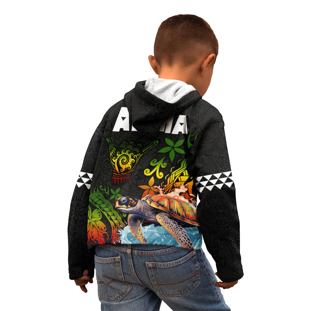 Hawaii Lei Day Kid Hoodie Hibiscus Wreath and Polynesian Pattern