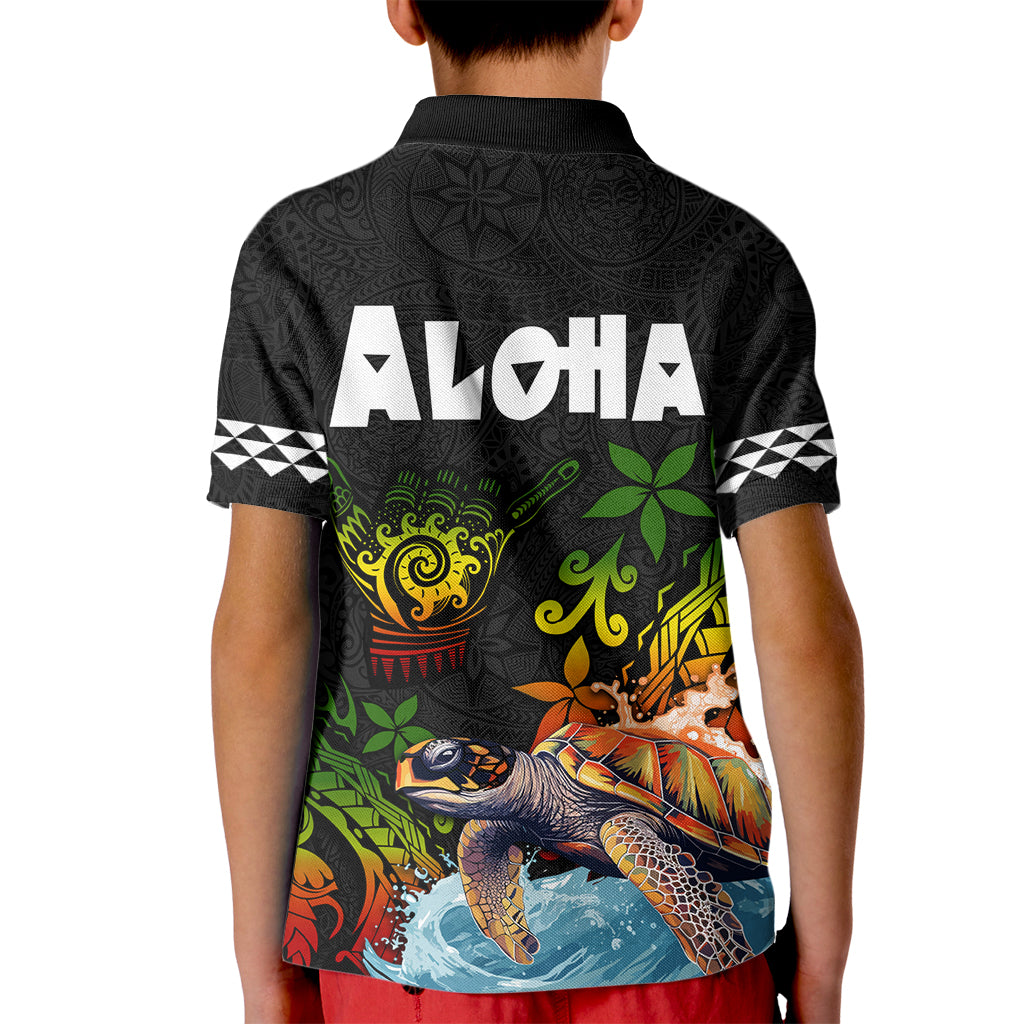 Hawaii Lei Day Kid Polo Shirt Hibiscus Wreath and Polynesian Pattern