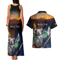 Australia and New Zealand ANZAC Day Couples Matching Tank Maxi Dress and Hawaiian Shirt Tui Bird and Koala mix Maori and Aboriginal Pattern LT03 - Polynesian Pride
