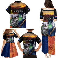 Australia and New Zealand ANZAC Day Family Matching Puletasi and Hawaiian Shirt Tui Bird and Koala mix Maori and Aboriginal Pattern LT03 - Polynesian Pride