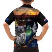 Australia and New Zealand ANZAC Day Family Matching Summer Maxi Dress and Hawaiian Shirt Tui Bird and Koala mix Maori and Aboriginal Pattern LT03 - Polynesian Pride