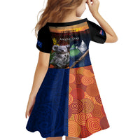 Australia and New Zealand ANZAC Day Family Matching Summer Maxi Dress and Hawaiian Shirt Tui Bird and Koala mix Maori and Aboriginal Pattern LT03 - Polynesian Pride