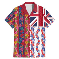Hawaiian Lei Family Matching Mermaid Dress and Hawaiian Shirt National Flag Striped Style LT03 Dad's Shirt - Short Sleeve Red - Polynesian Pride