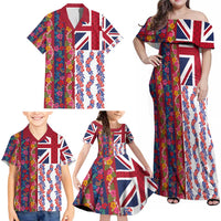 Hawaiian Lei Family Matching Off Shoulder Maxi Dress and Hawaiian Shirt National Flag Striped Style LT03 - Polynesian Pride