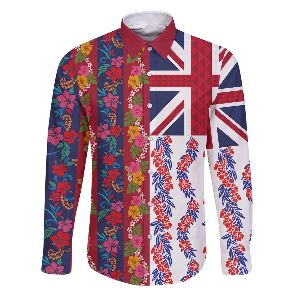 Hawaiian Lei Family Matching Puletasi and Hawaiian Shirt National Flag Striped Style