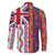 Hawaiian Lei Family Matching Short Sleeve Bodycon Dress and Hawaiian Shirt National Flag Striped Style