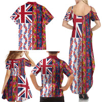 Hawaiian Lei Family Matching Summer Maxi Dress and Hawaiian Shirt National Flag Striped Style LT03 - Polynesian Pride