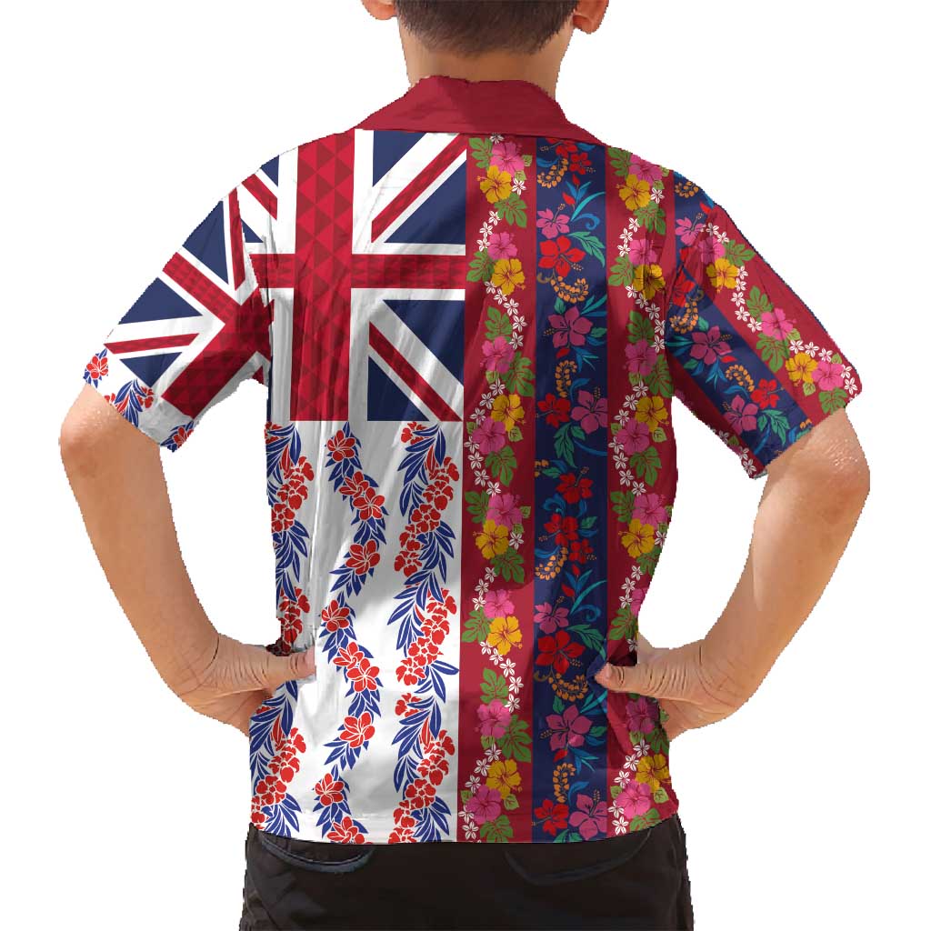 Hawaiian Lei Family Matching Tank Maxi Dress and Hawaiian Shirt National Flag Striped Style LT03 - Polynesian Pride