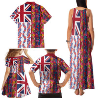 Hawaiian Lei Family Matching Tank Maxi Dress and Hawaiian Shirt National Flag Striped Style LT03 - Polynesian Pride