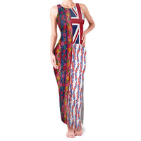 Hawaiian Lei Family Matching Tank Maxi Dress and Hawaiian Shirt National Flag Striped Style LT03 Mom's Dress Red - Polynesian Pride