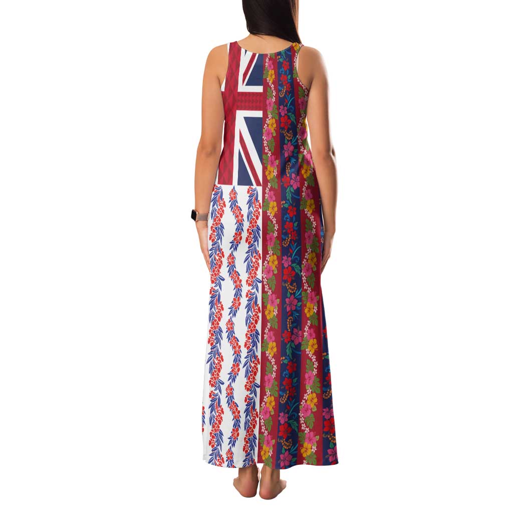 Hawaiian Lei Family Matching Tank Maxi Dress and Hawaiian Shirt National Flag Striped Style LT03 - Polynesian Pride