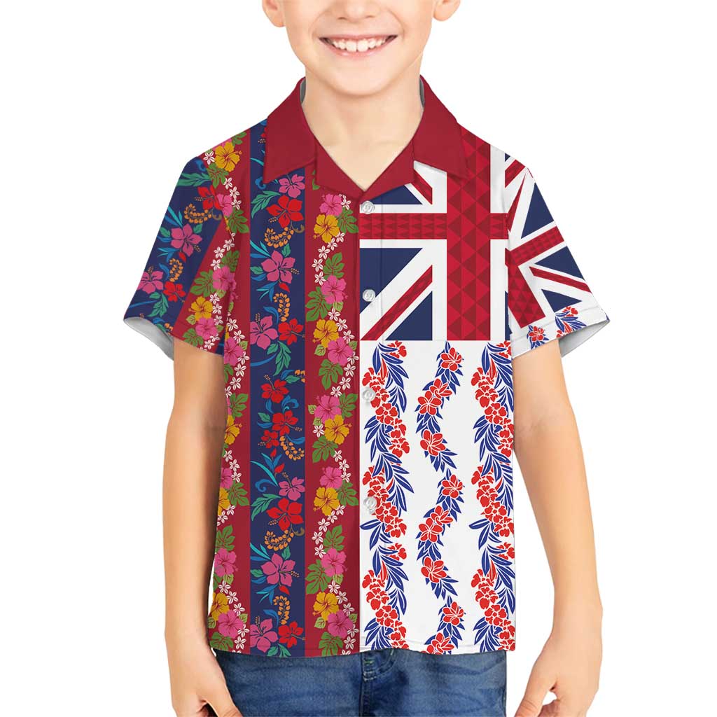 Hawaiian Lei Family Matching Tank Maxi Dress and Hawaiian Shirt National Flag Striped Style LT03 Son's Shirt Red - Polynesian Pride