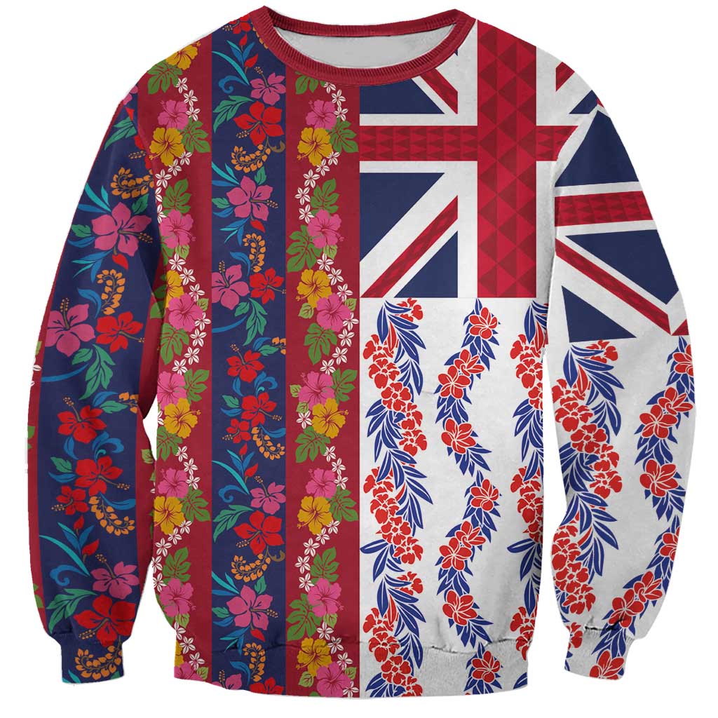 Hawaiian Lei Sweatshirt National Flag Striped Style LT03 Unisex Red - Polynesian Pride