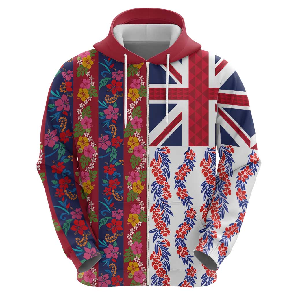 Hawaiian Lei Zip Hoodie National Flag Striped Style