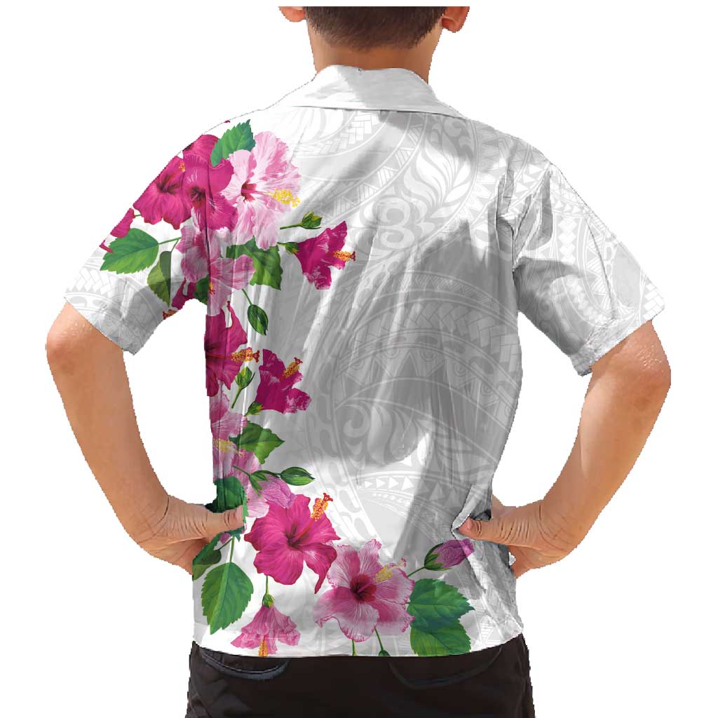 Hawaiian Hibiscus and Art Polynesian Tattoo Family Matching Mermaid Dress and Hawaiian Shirt White Color LT03 - Polynesian Pride