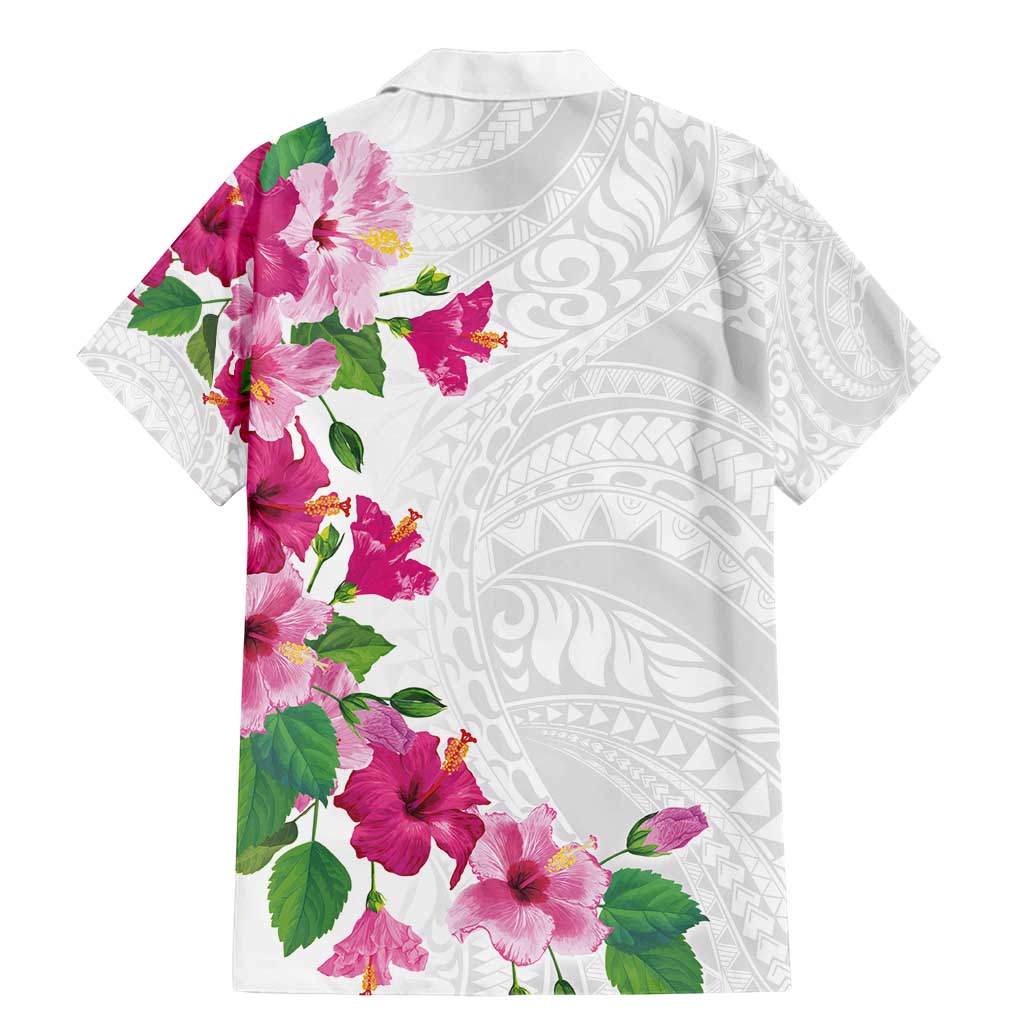 Hawaiian Hibiscus and Art Polynesian Tattoo Family Matching Mermaid Dress and Hawaiian Shirt White Color LT03 - Polynesian Pride