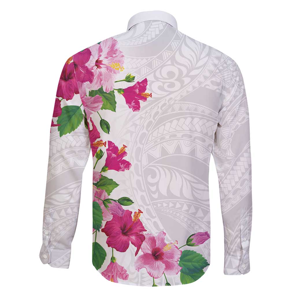 Hawaiian Hibiscus and Art Polynesian Tattoo Family Matching Off Shoulder Maxi Dress and Hawaiian Shirt White Color LT03 - Polynesian Pride