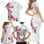 Hawaiian Hibiscus and Art Polynesian Tattoo Family Matching Short Sleeve Bodycon Dress and Hawaiian Shirt White Color