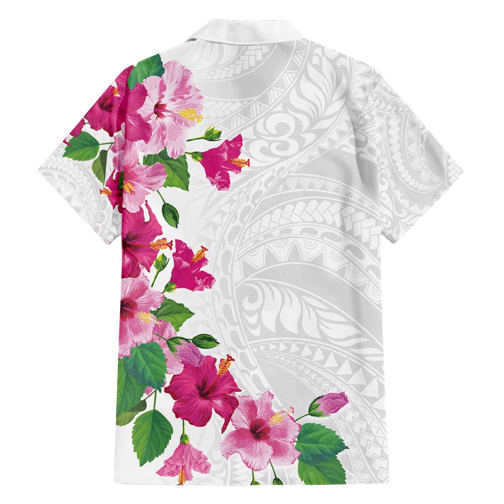 Hawaiian Hibiscus and Art Polynesian Tattoo Family Matching Summer Maxi Dress and Hawaiian Shirt White Color LT03 - Polynesian Pride