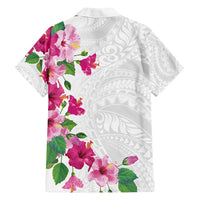 Hawaiian Hibiscus and Art Polynesian Tattoo Family Matching Summer Maxi Dress and Hawaiian Shirt White Color LT03 - Polynesian Pride