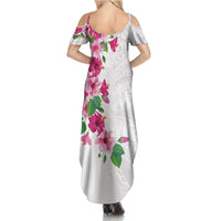 Hawaiian Hibiscus and Art Polynesian Tattoo Family Matching Summer Maxi Dress and Hawaiian Shirt White Color LT03 - Polynesian Pride